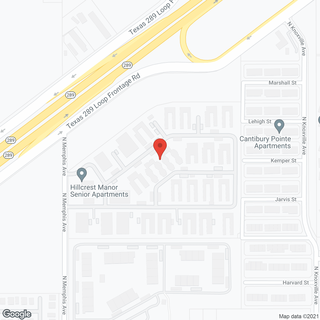 Map of the neighborhood around Hillcrest Manor Senior Apartments