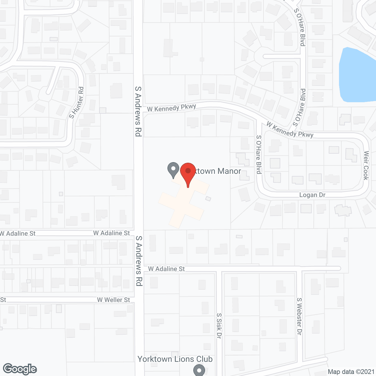 Map of the neighborhood around Yorktown Manor