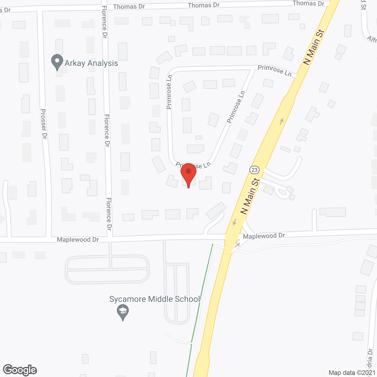 Map of the neighborhood around Hickory Terrace