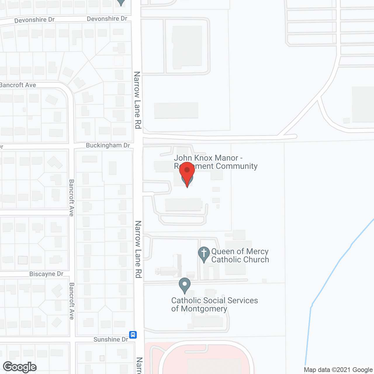 Map of the neighborhood around John Knox Manor I and III
