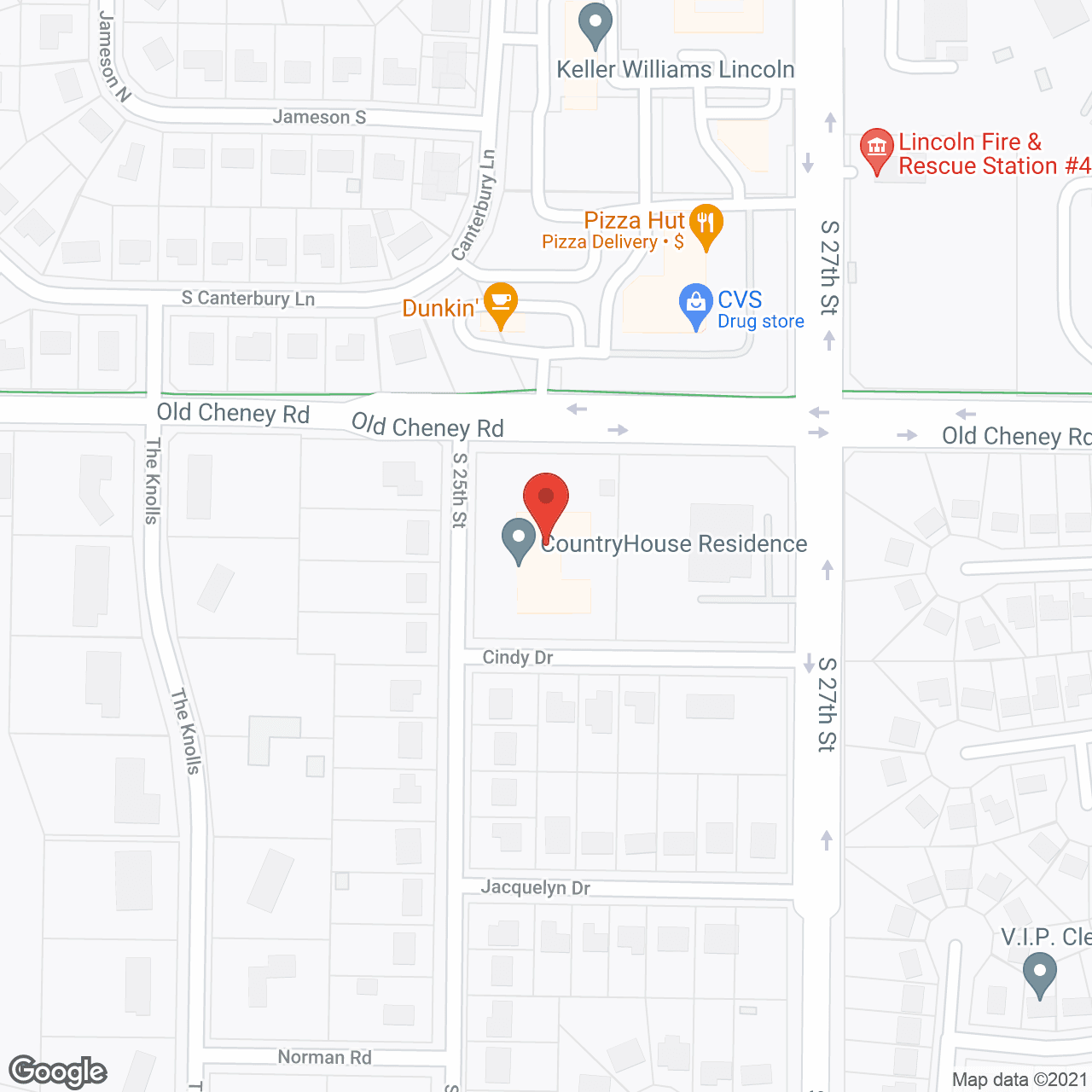 Map of the neighborhood around CountryHouse on Old Cheney - Lincoln 1