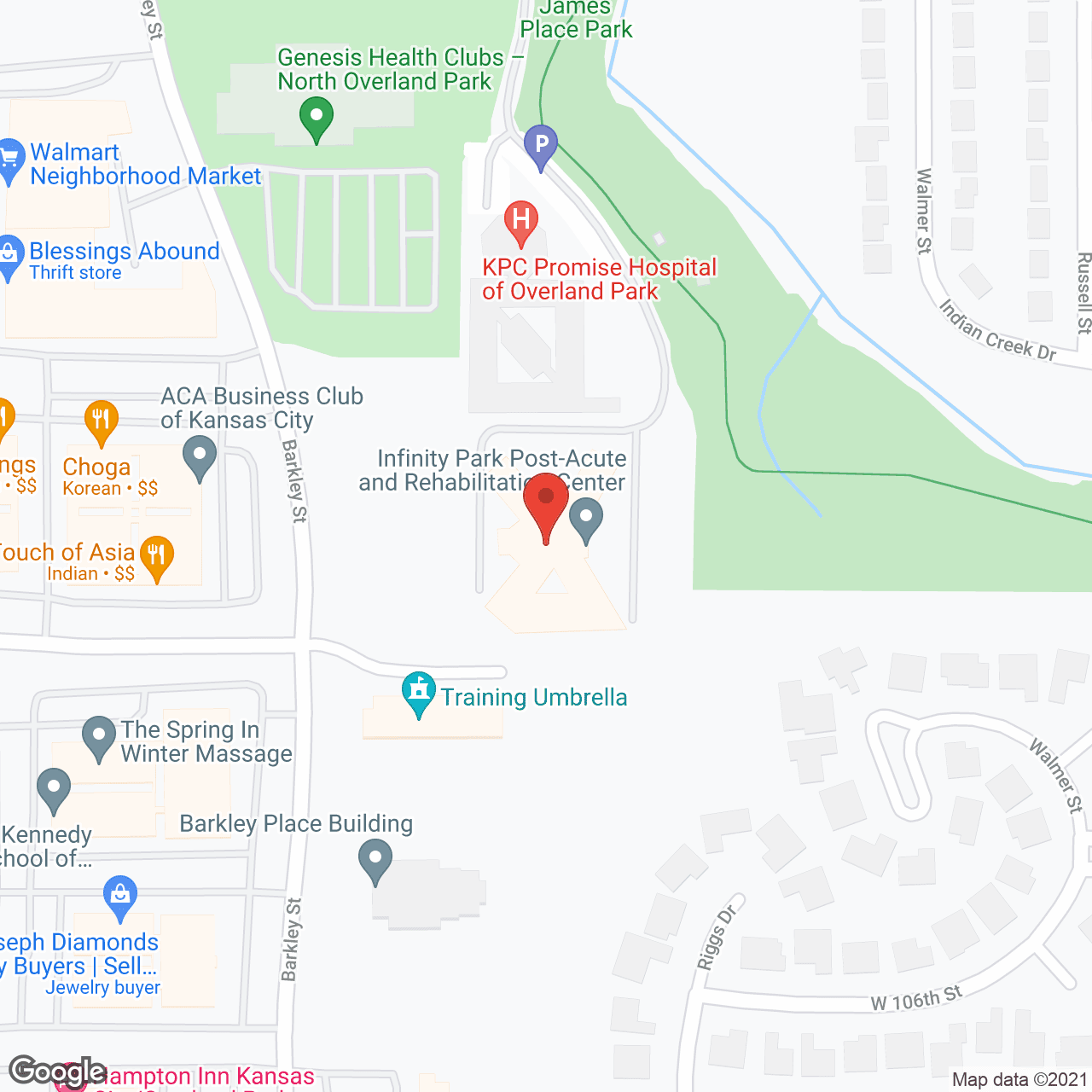 Map of the neighborhood around Indian Creek Healthcare Center
