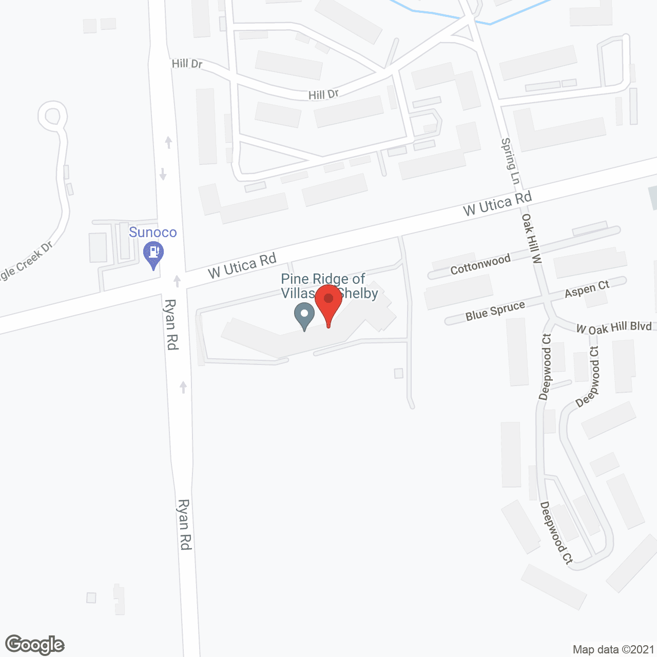 Map of the neighborhood around Pine Ridge Villas of Shelby
