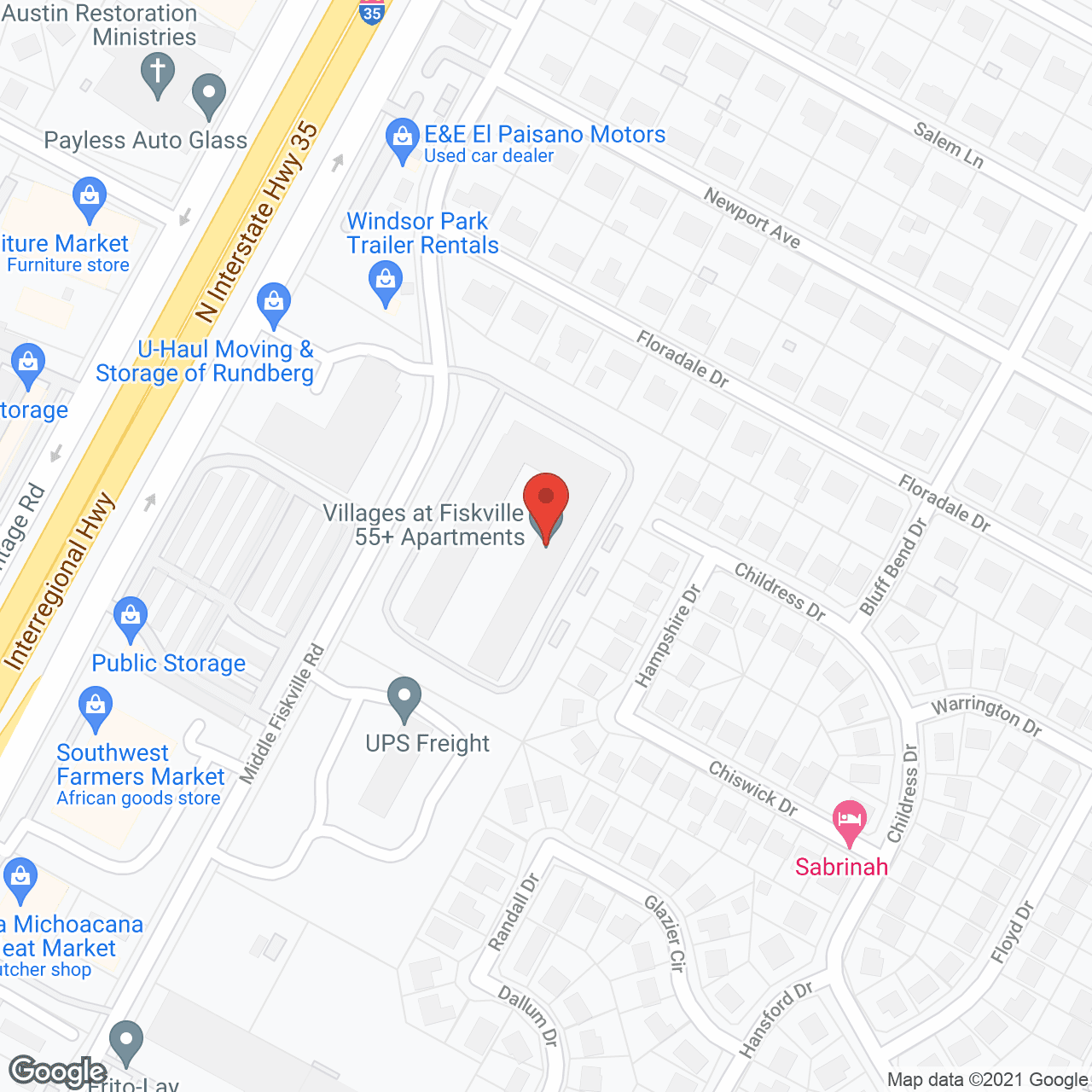 Map of the neighborhood around The Villages at Fiskville
