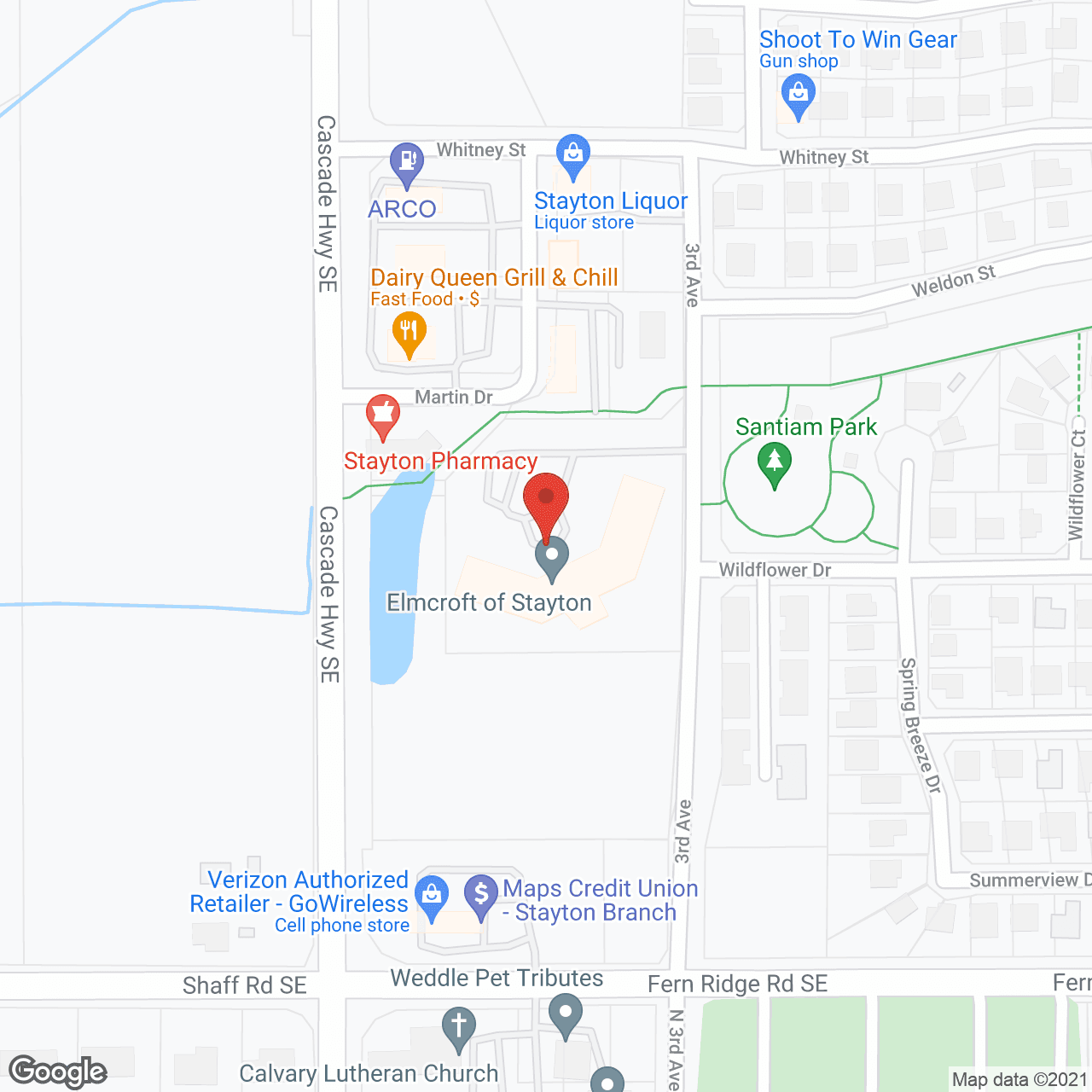 Map of the neighborhood around Cascades of Stayton