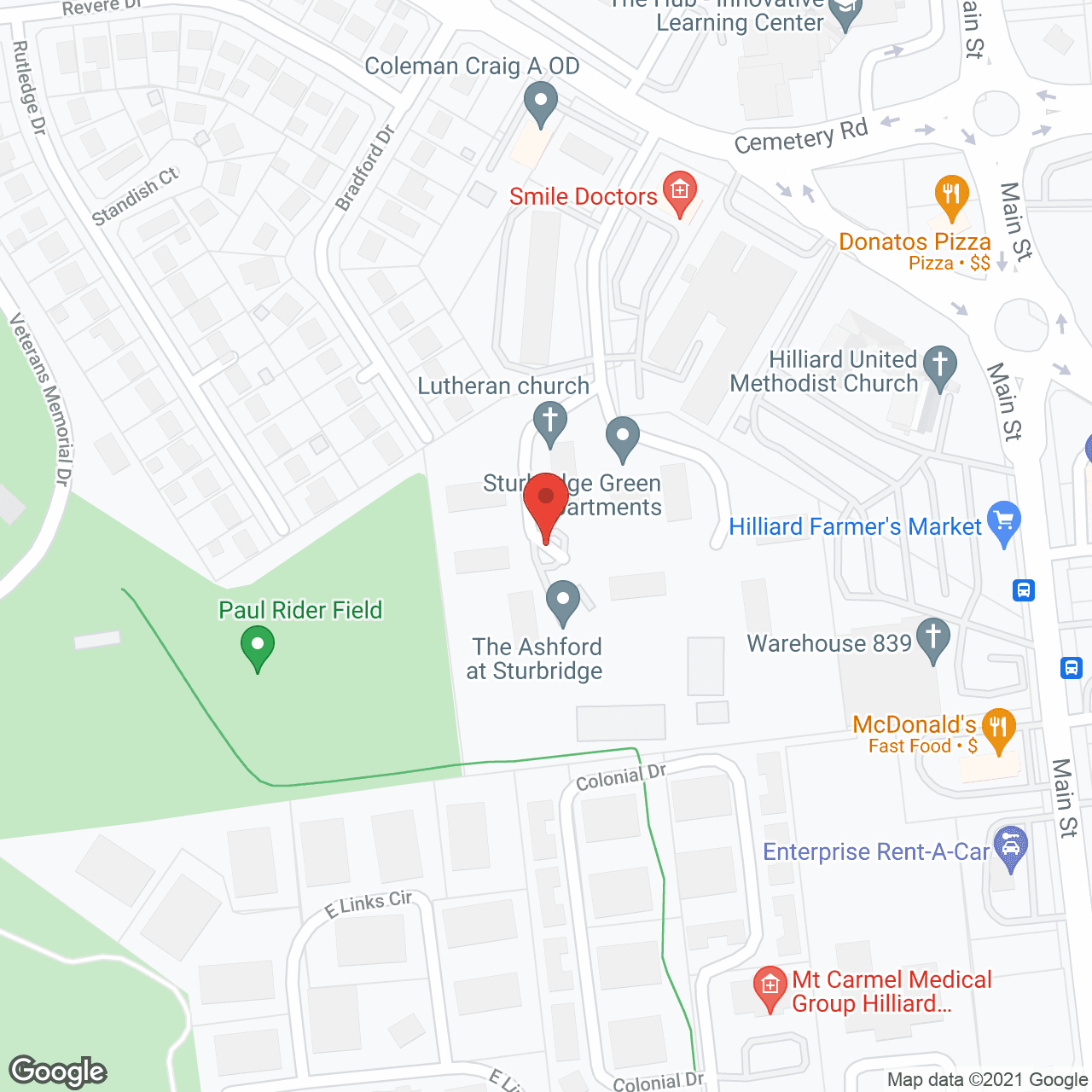 Map of the neighborhood around The Ashford at Sturbridge
