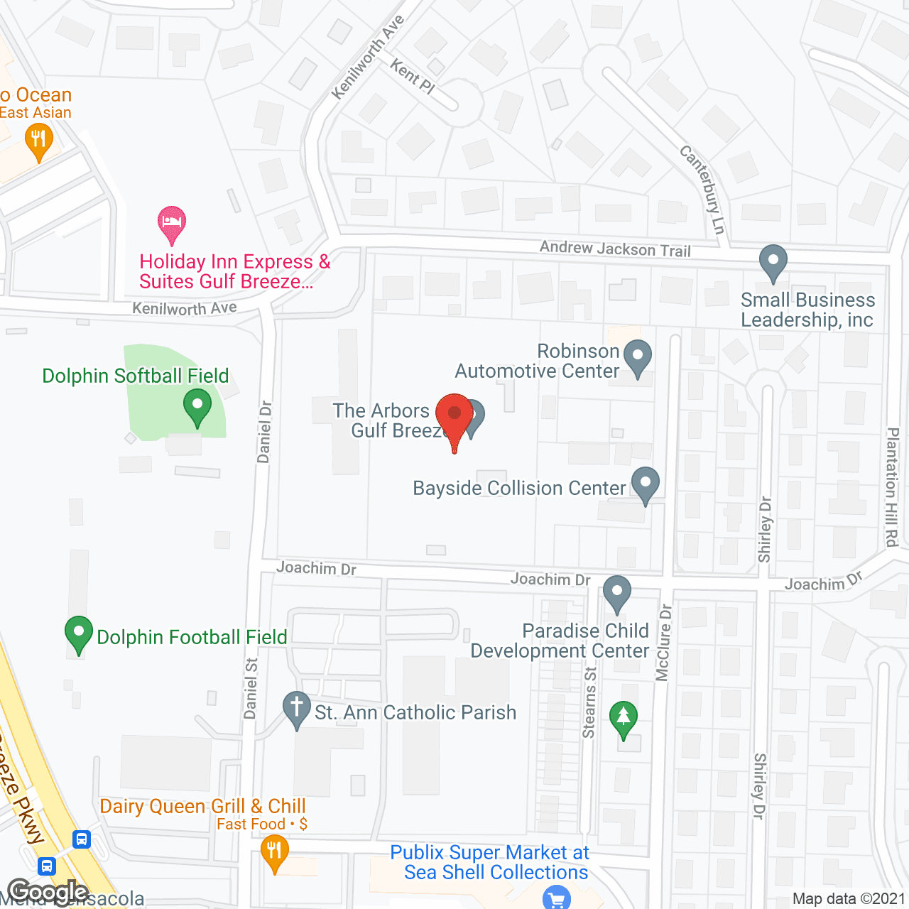 Map of the neighborhood around The Arbors of Gulf Breeze