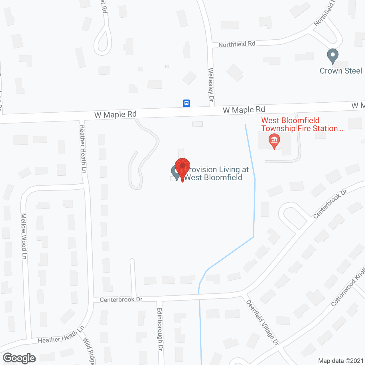 Map of the neighborhood around Provision Living of West Bloomfield