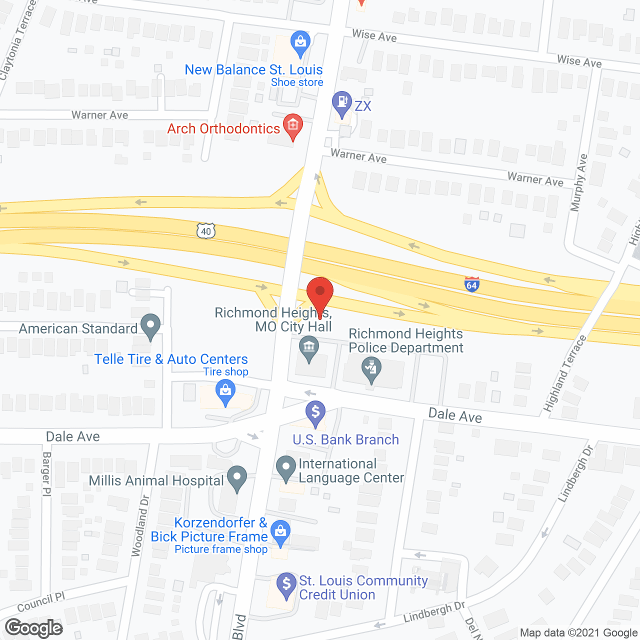Map of the neighborhood around Allegro Richmond Heights