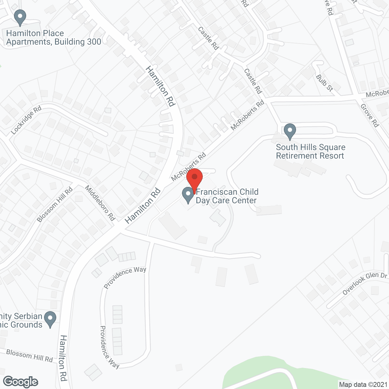 Map of the neighborhood around South Hills Square Retirement Resort