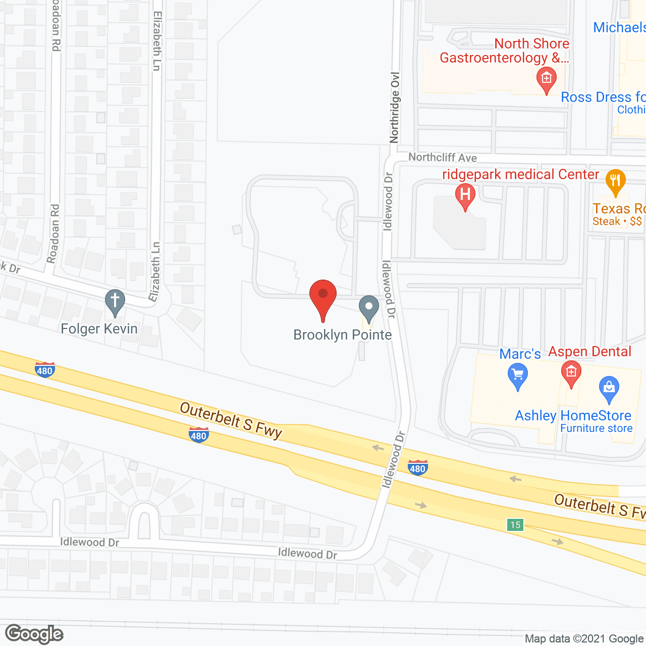 Map of the neighborhood around Brooklyn Pointe Assisted Living and Memory Care