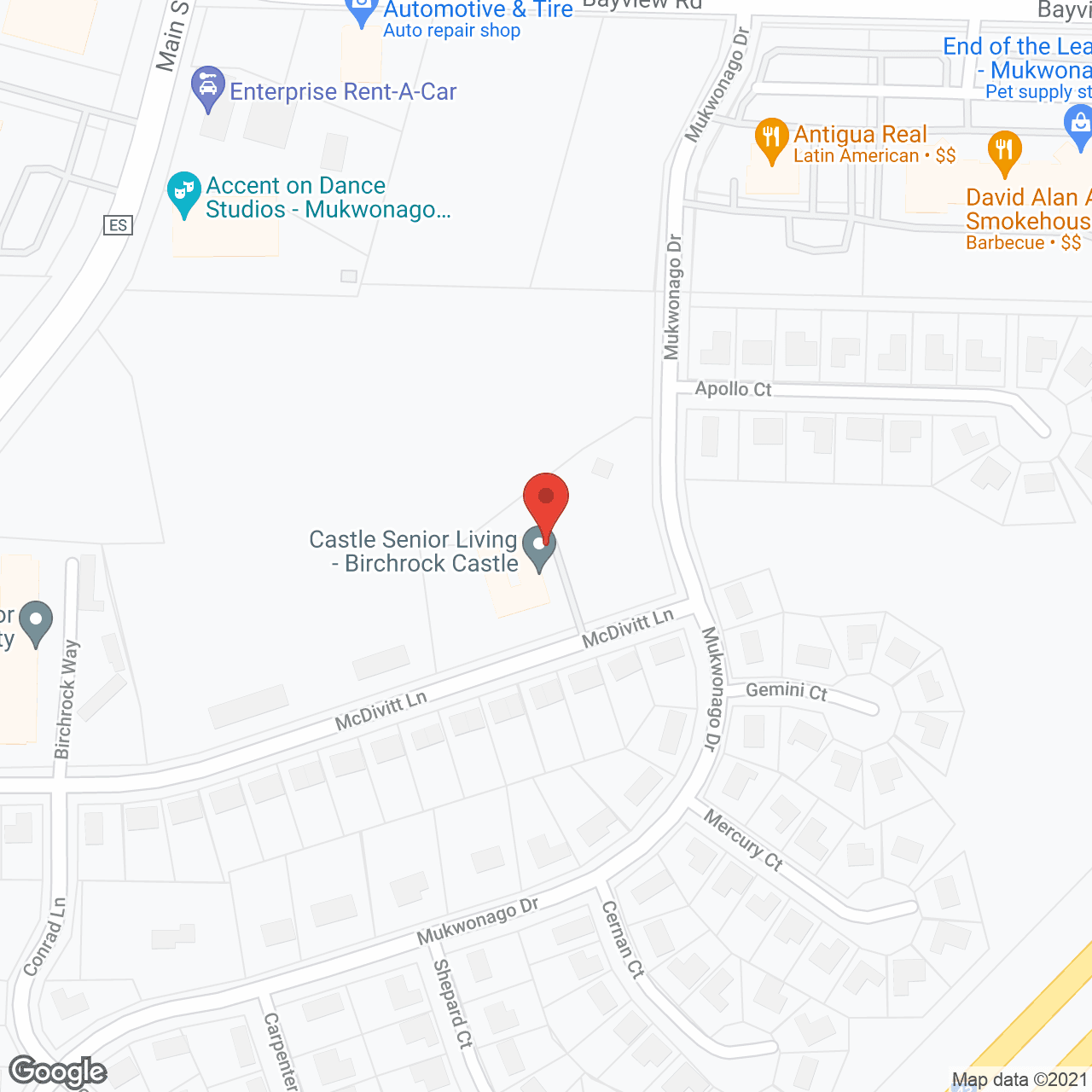 Map of the neighborhood around Birchrock Castle