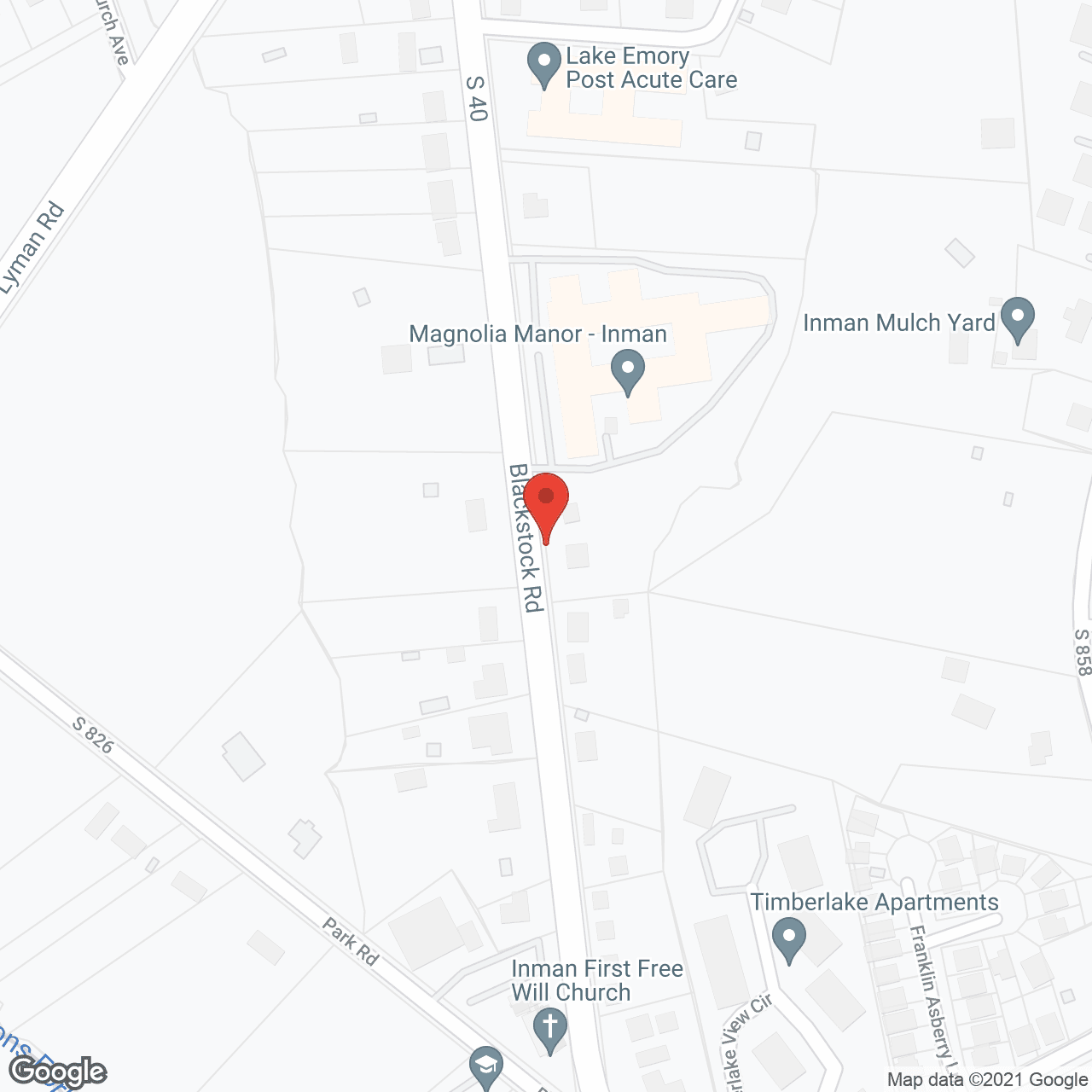 Map of the neighborhood around Magnolia Manor of Inman