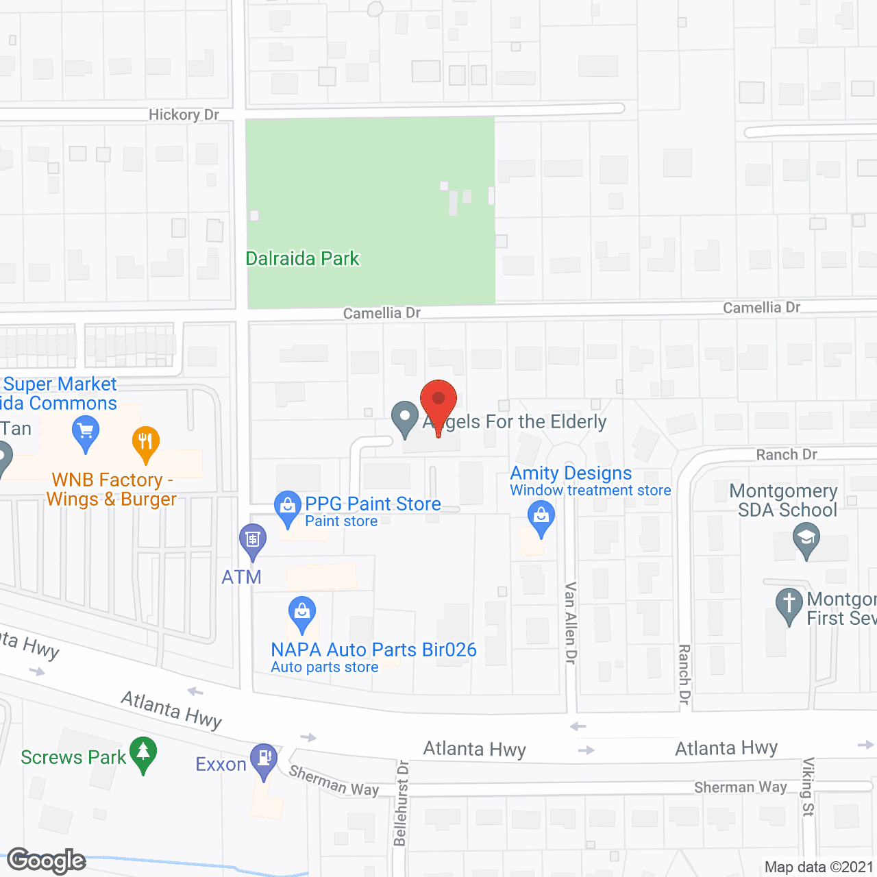 Map of the neighborhood around Angels for the Elderly