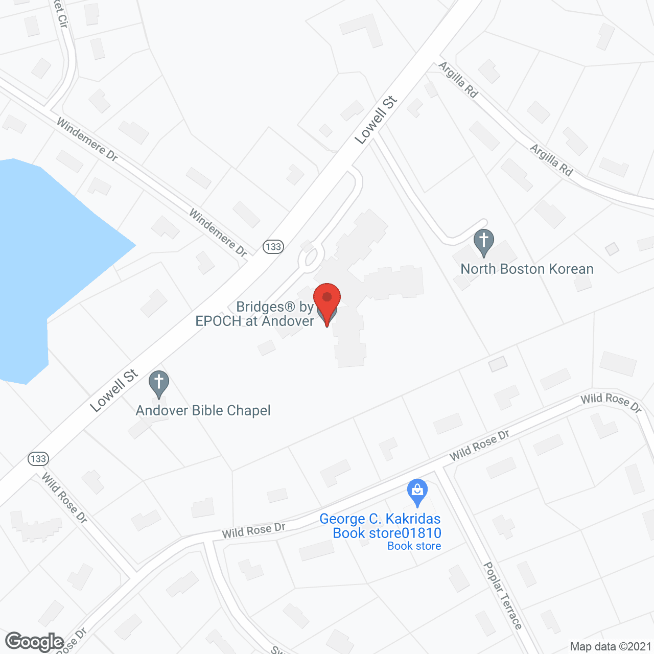 Map of the neighborhood around Bridges by Epoch at Andover
