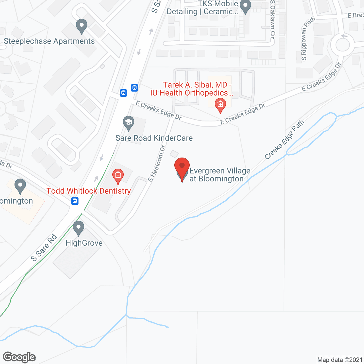 Map of the neighborhood around Evergreen Village of Bloomington