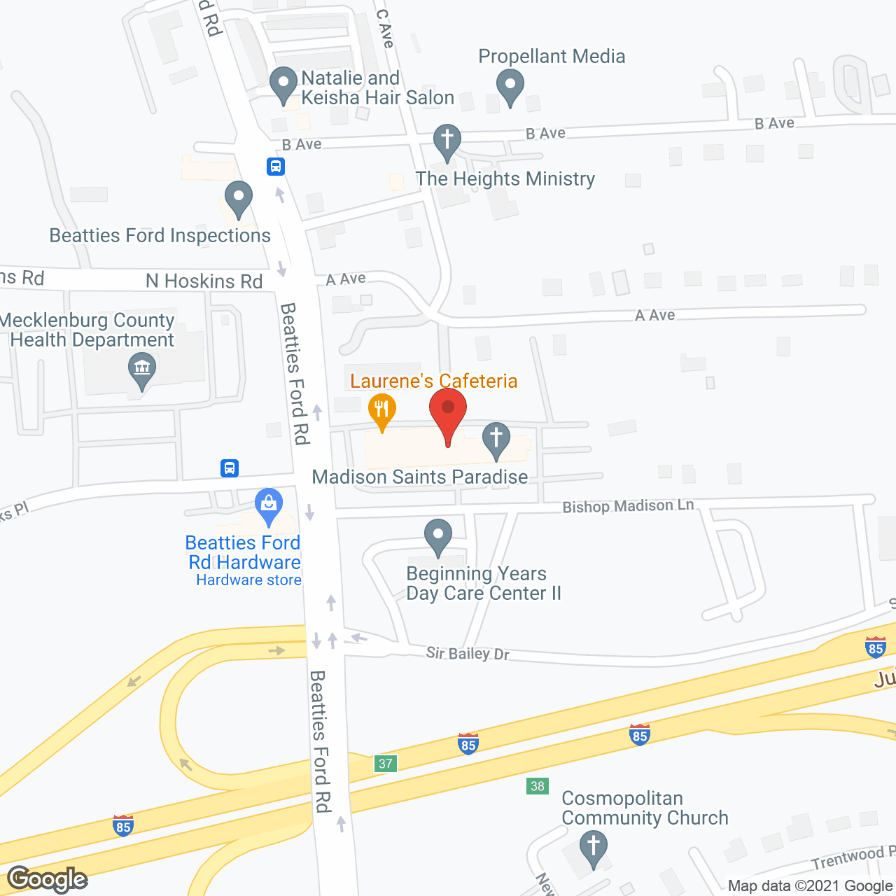 Map of the neighborhood around Madison Saints Paradise South