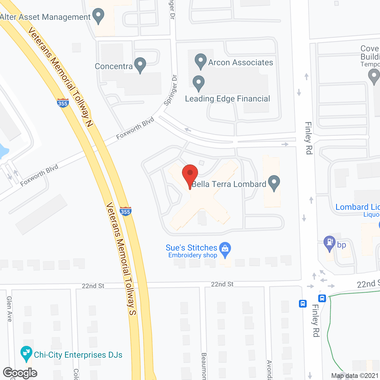 Map of the neighborhood around Lexington Square Lombard a CCRC