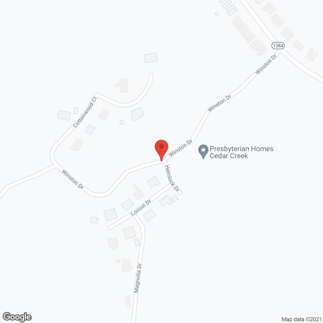 Map of the neighborhood around Cedar Creek Assisted Living