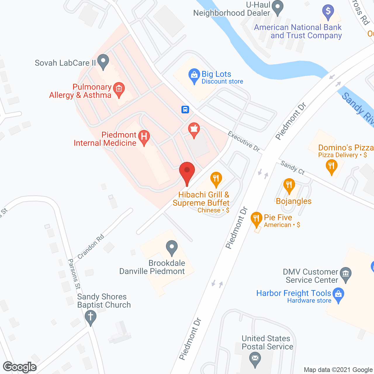 Map of the neighborhood around Brookdale Danville Piedmont