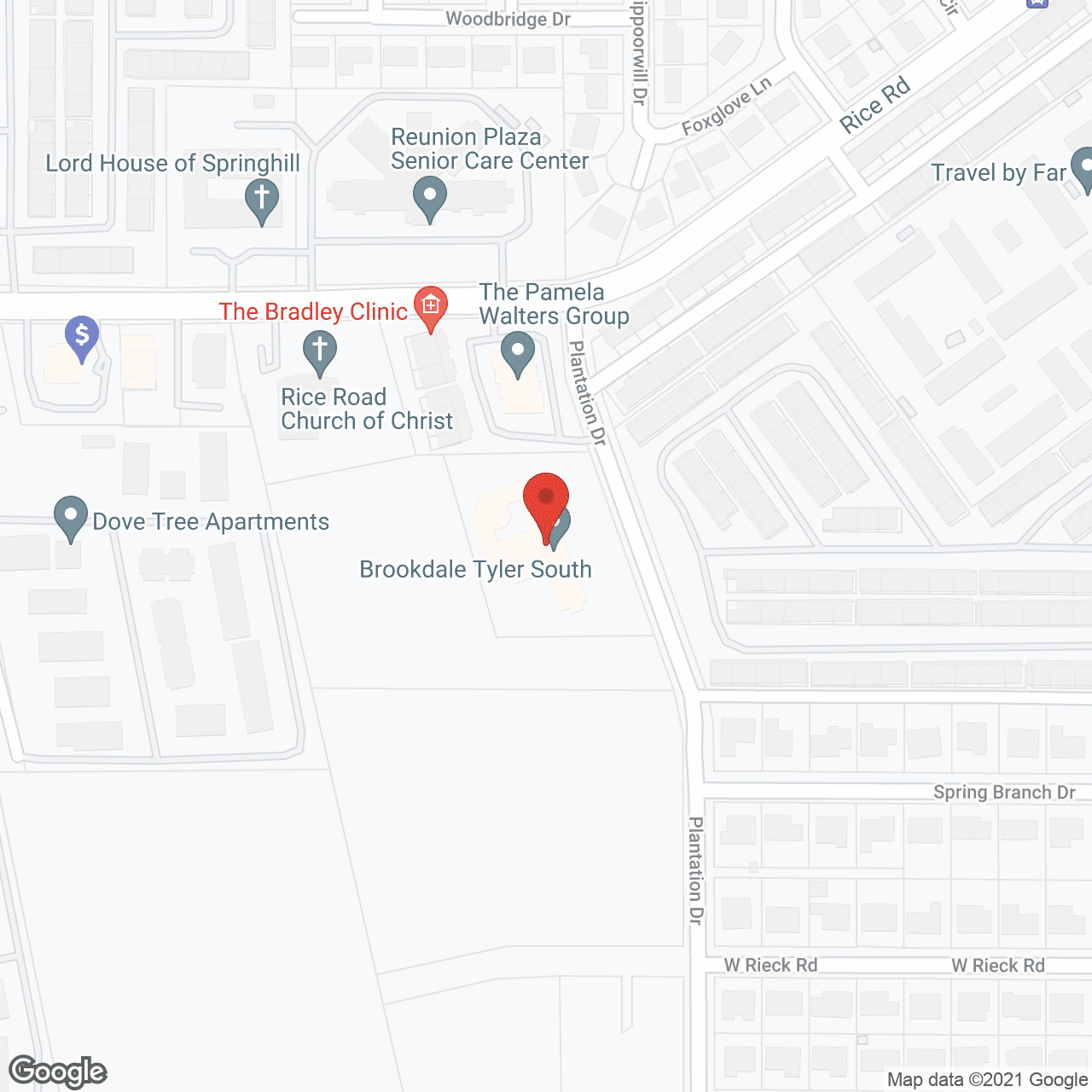 Map of the neighborhood around Brookdale Tyler South