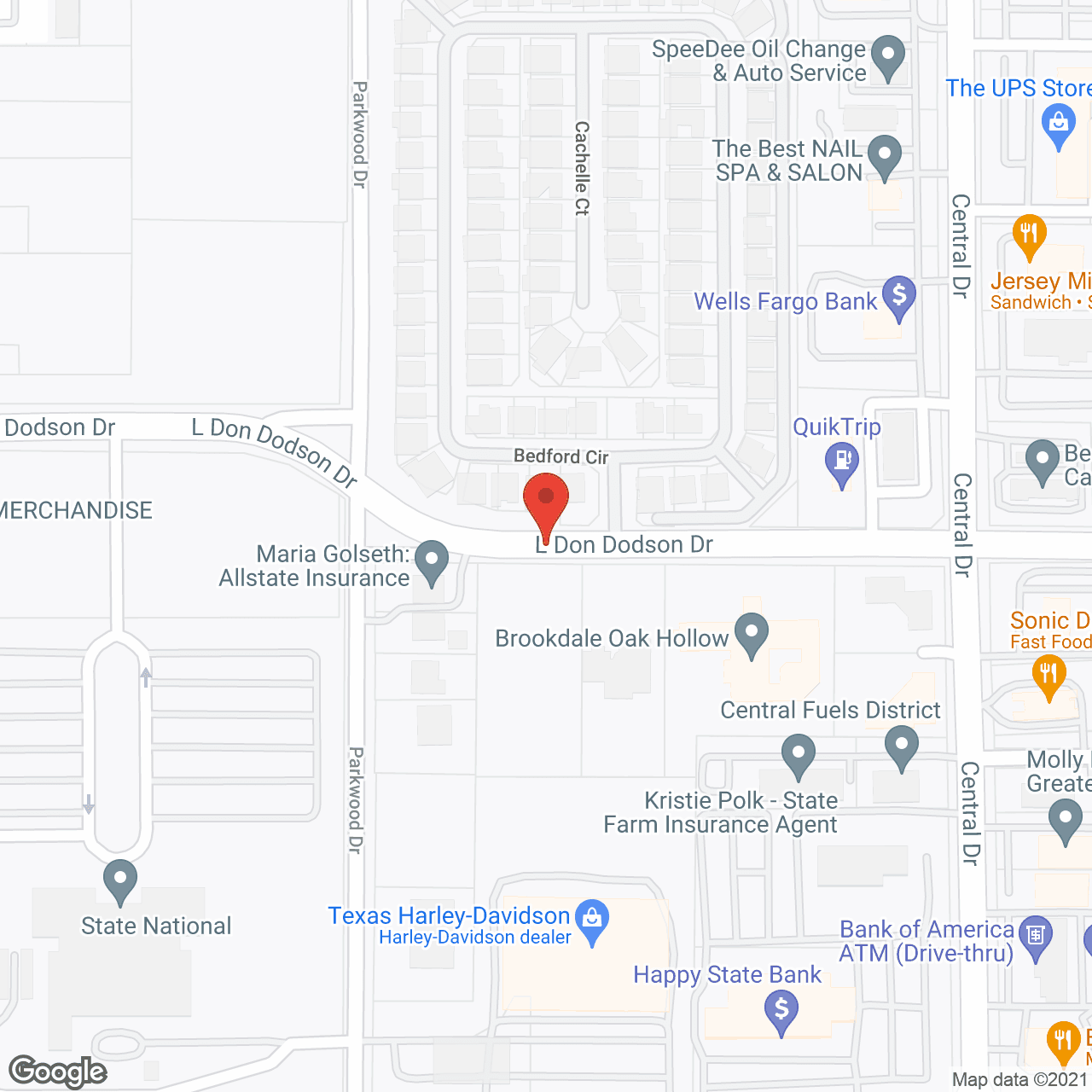 Map of the neighborhood around Brookdale Oak Hollow