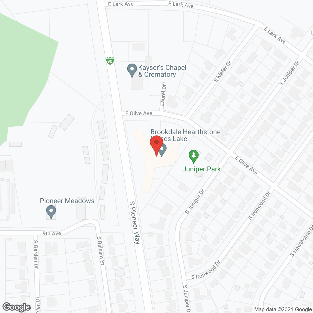 Map of the neighborhood around Brookdale Hearthstone Moses Lake