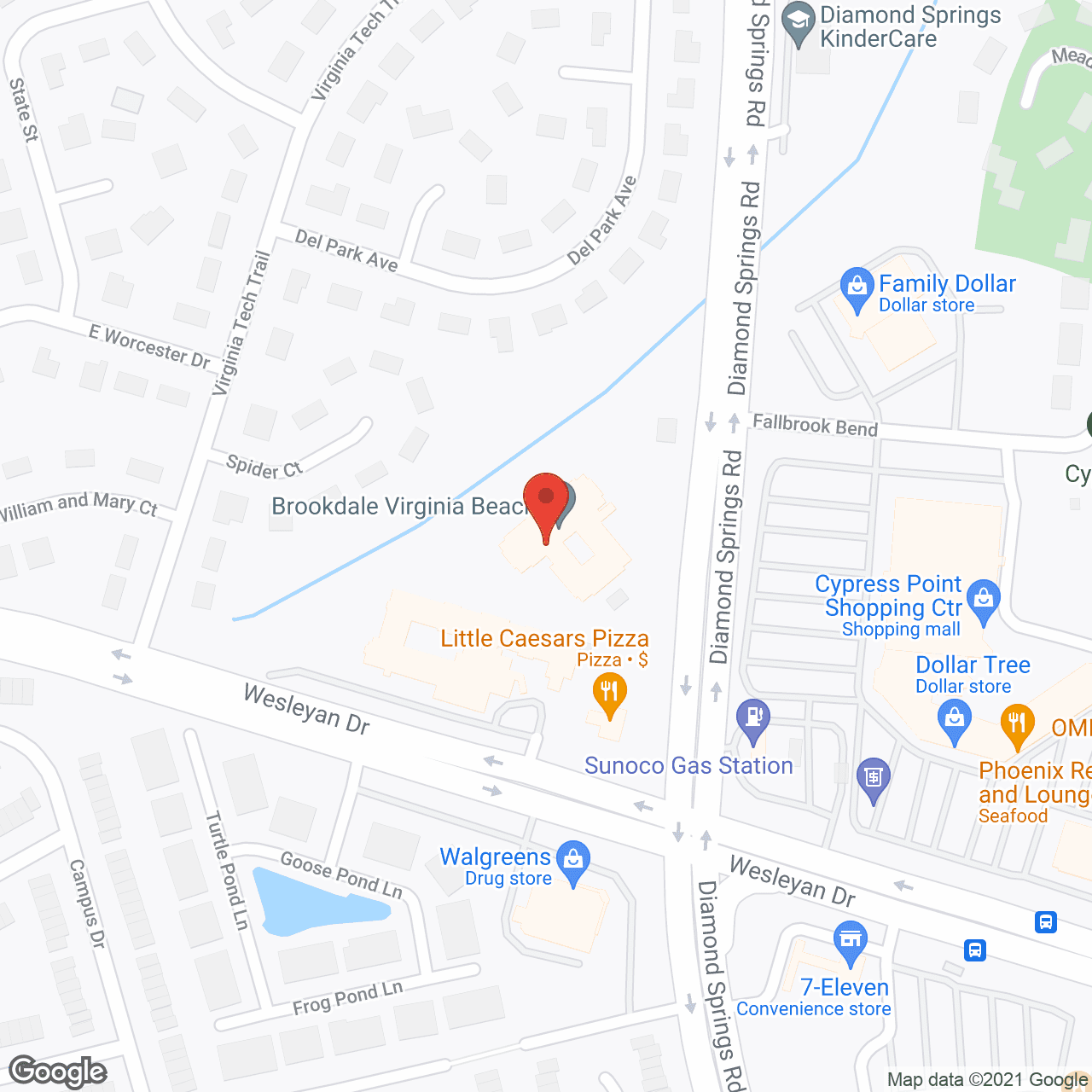 Map of the neighborhood around Brookdale Virginia Beach