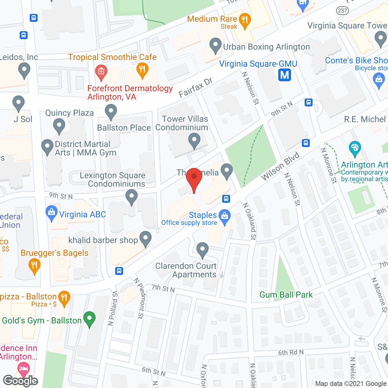 Map of the neighborhood around Vitality Living Arlington