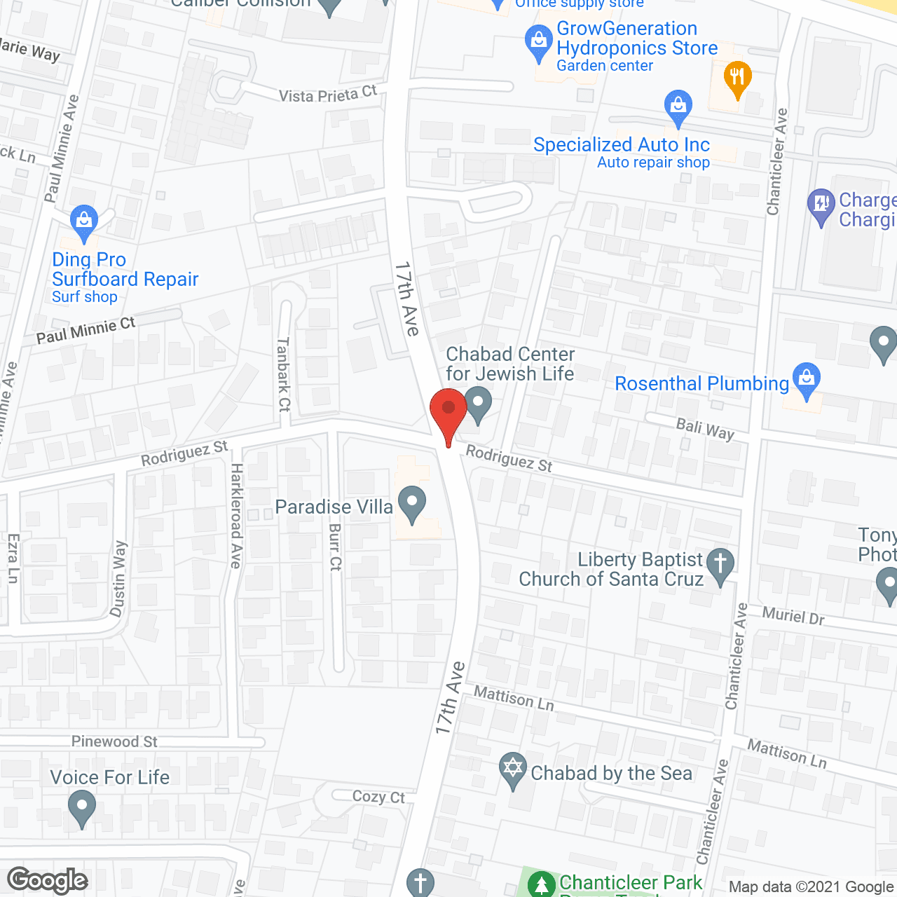 Map of the neighborhood around Paradise Villa