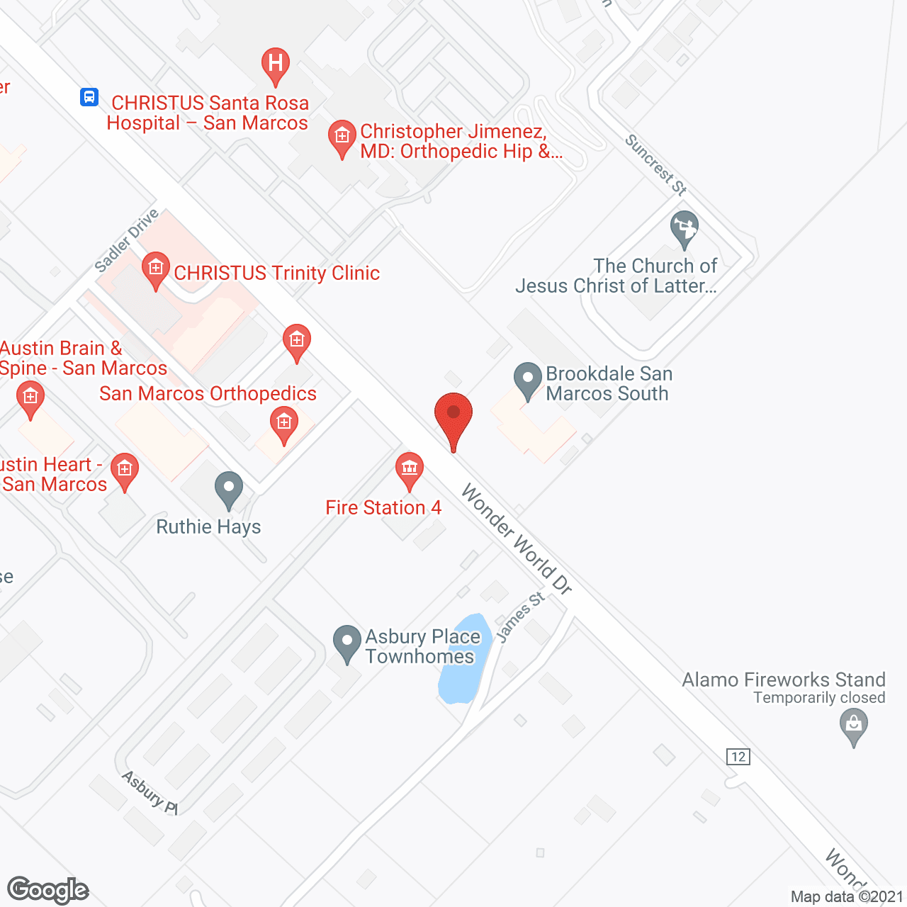 Map of the neighborhood around Brookdale San Marcos South
