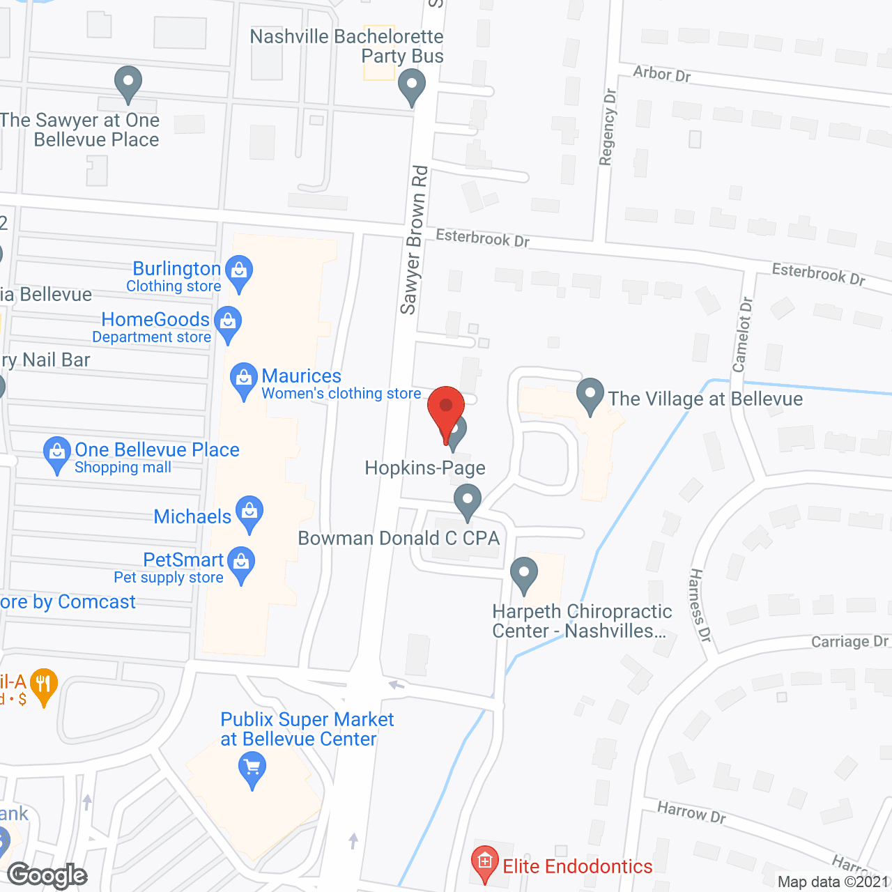 Map of the neighborhood around The Village at Bellevue