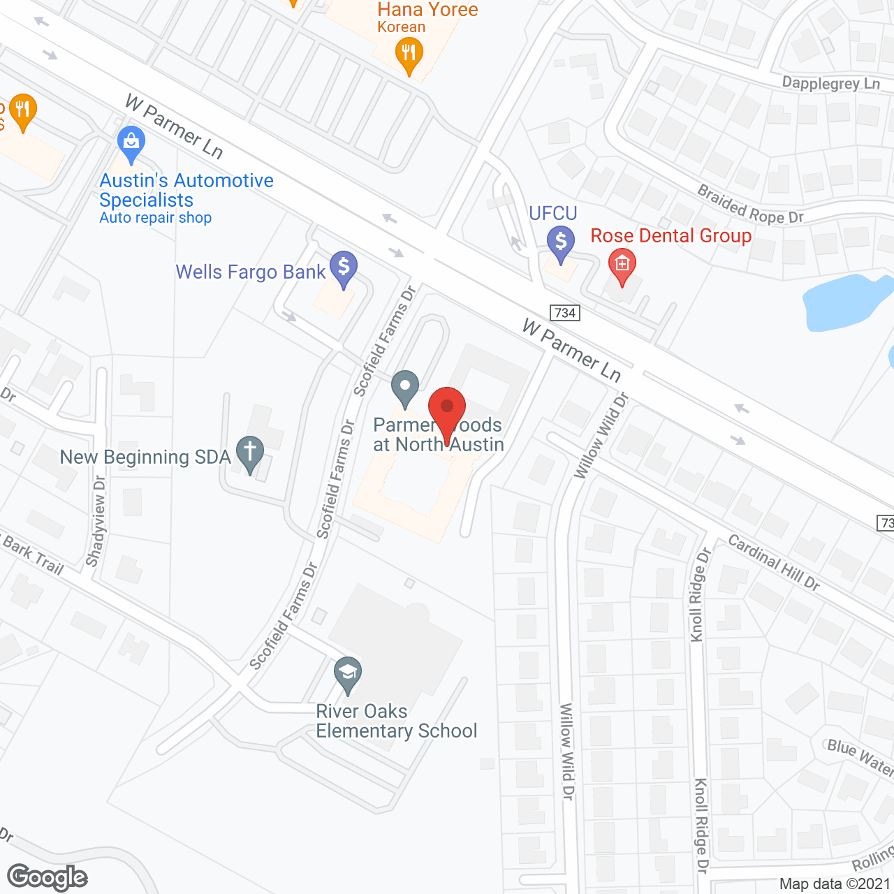 Map of the neighborhood around Parmer Woods at North Austin