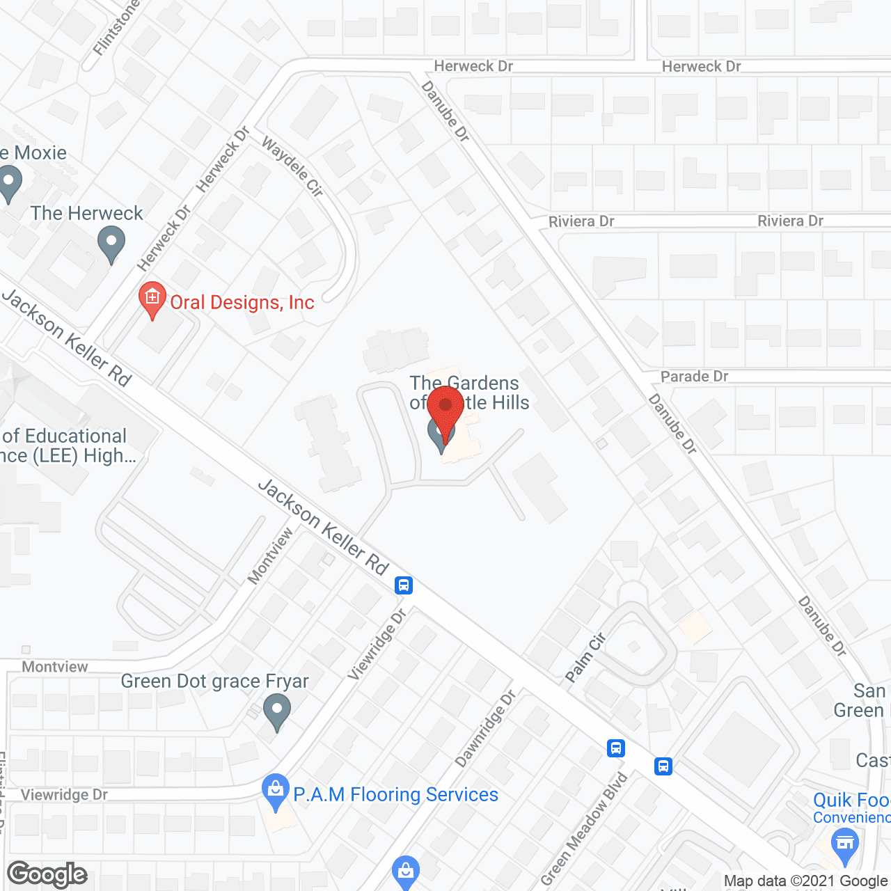 Map of the neighborhood around The Gardens of Castle Hills