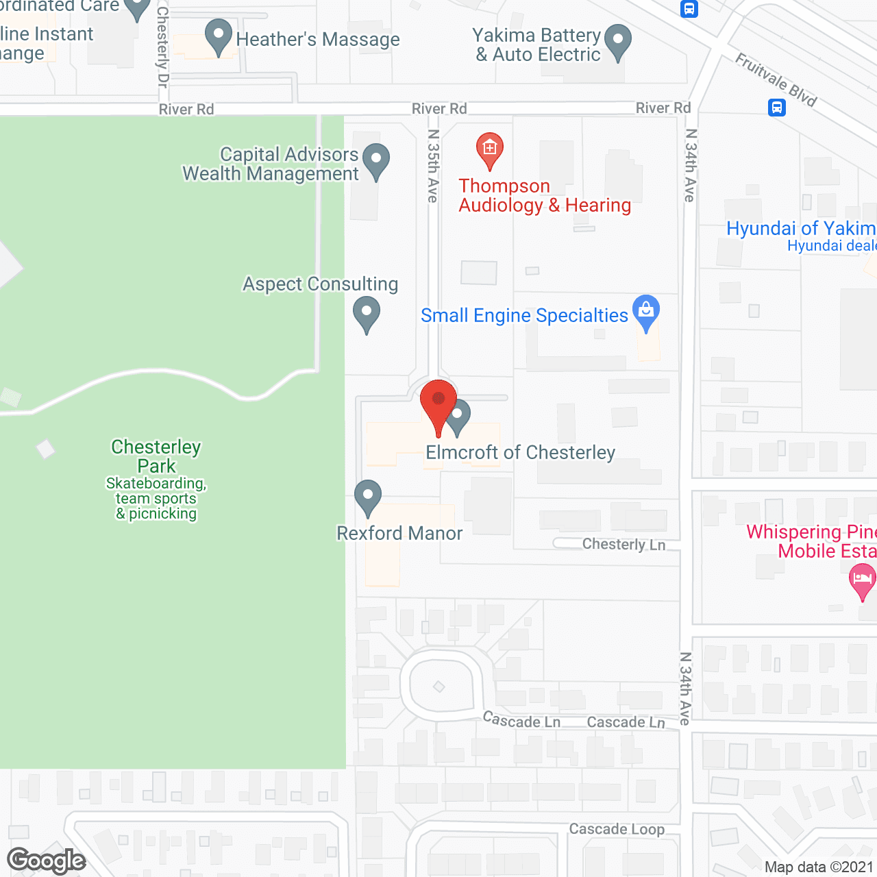 Map of the neighborhood around Cascades Chesterley