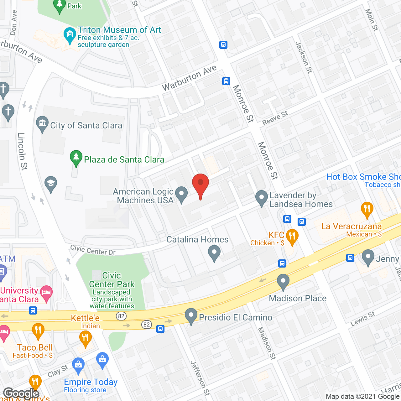Map of the neighborhood around Civic Center at Santa Clara