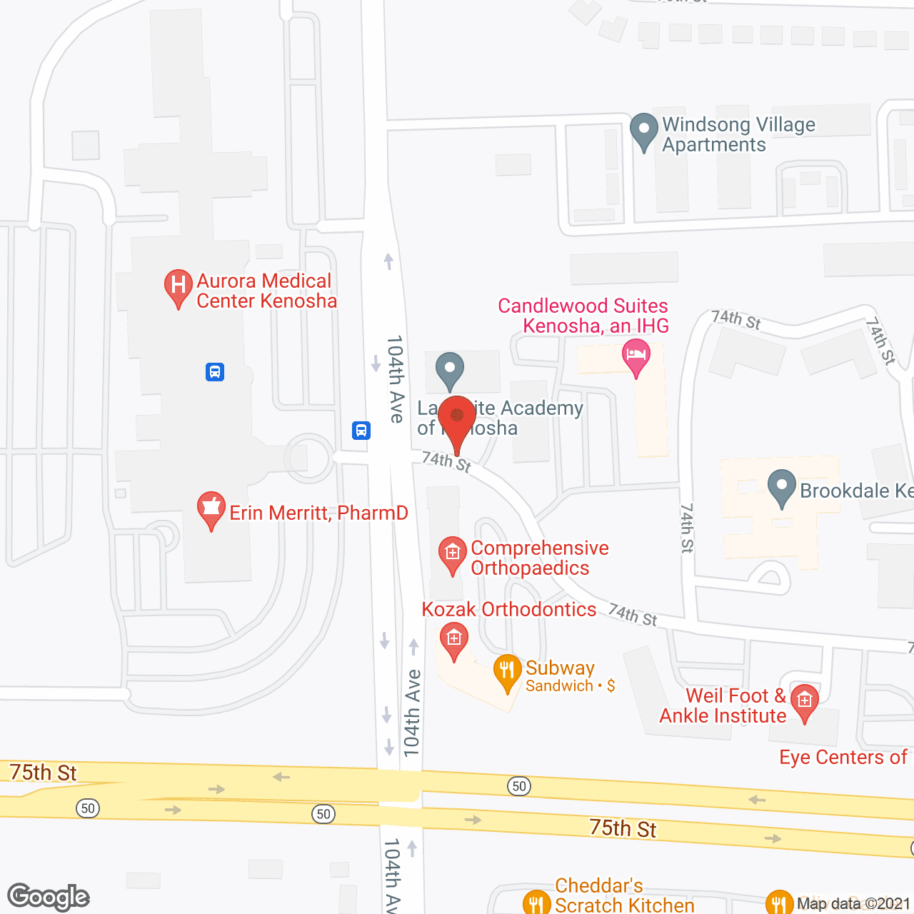 Map of the neighborhood around Brookdale Kenosha