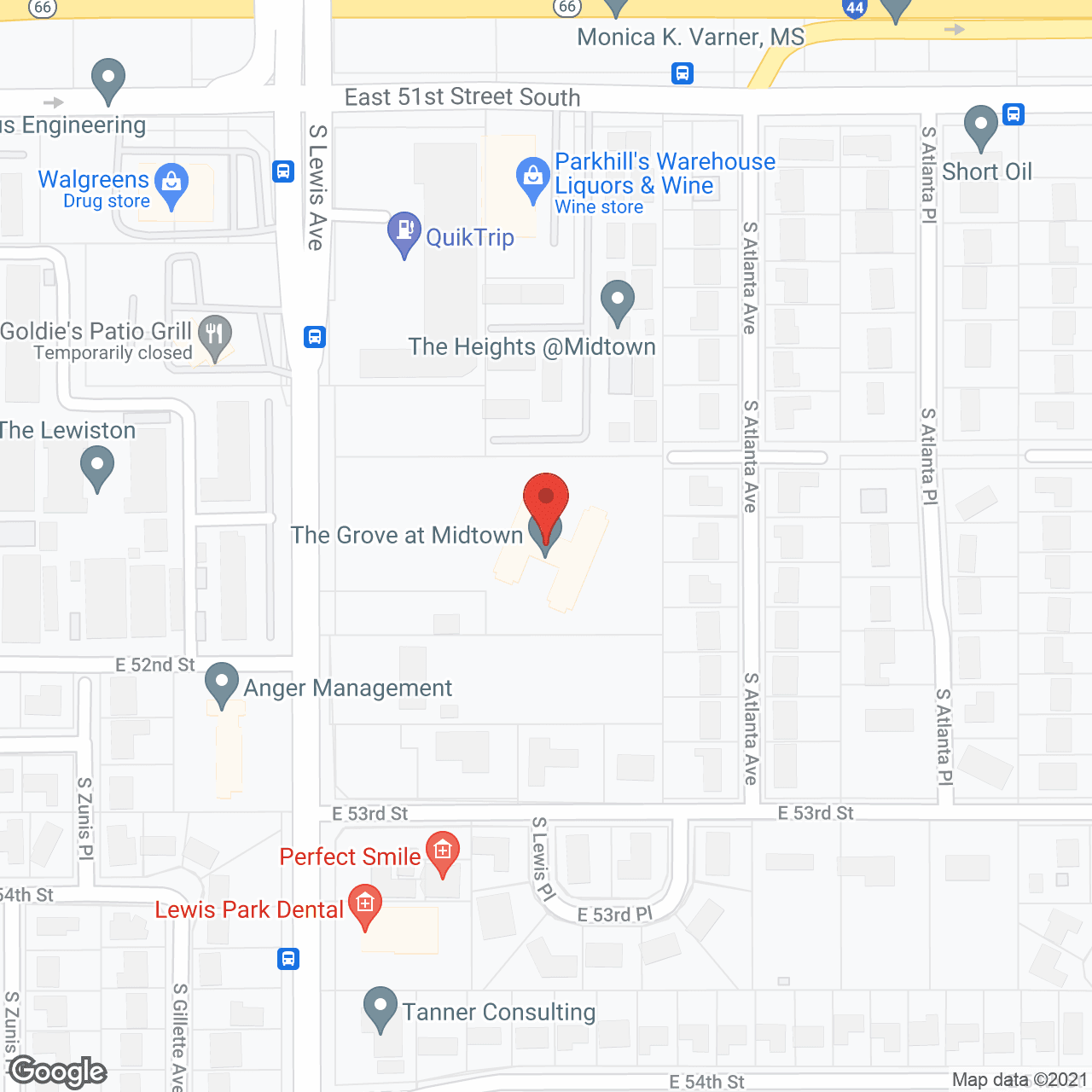 Map of the neighborhood around The Grove at Midtown