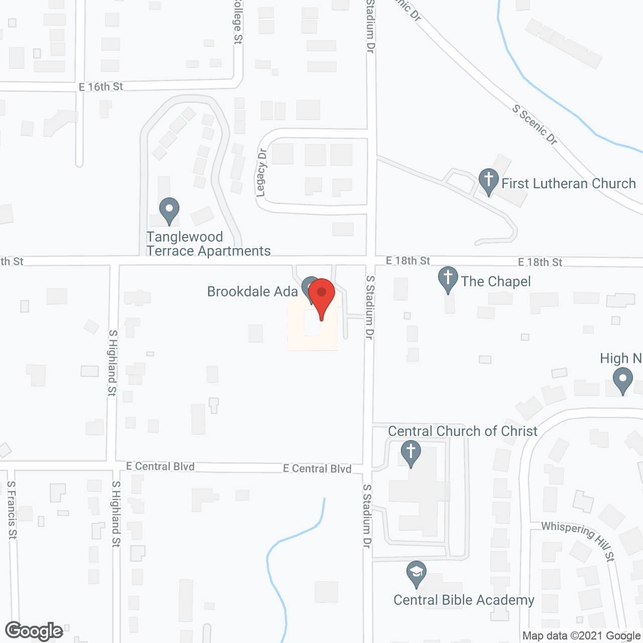 Map of the neighborhood around Brookdale Ada