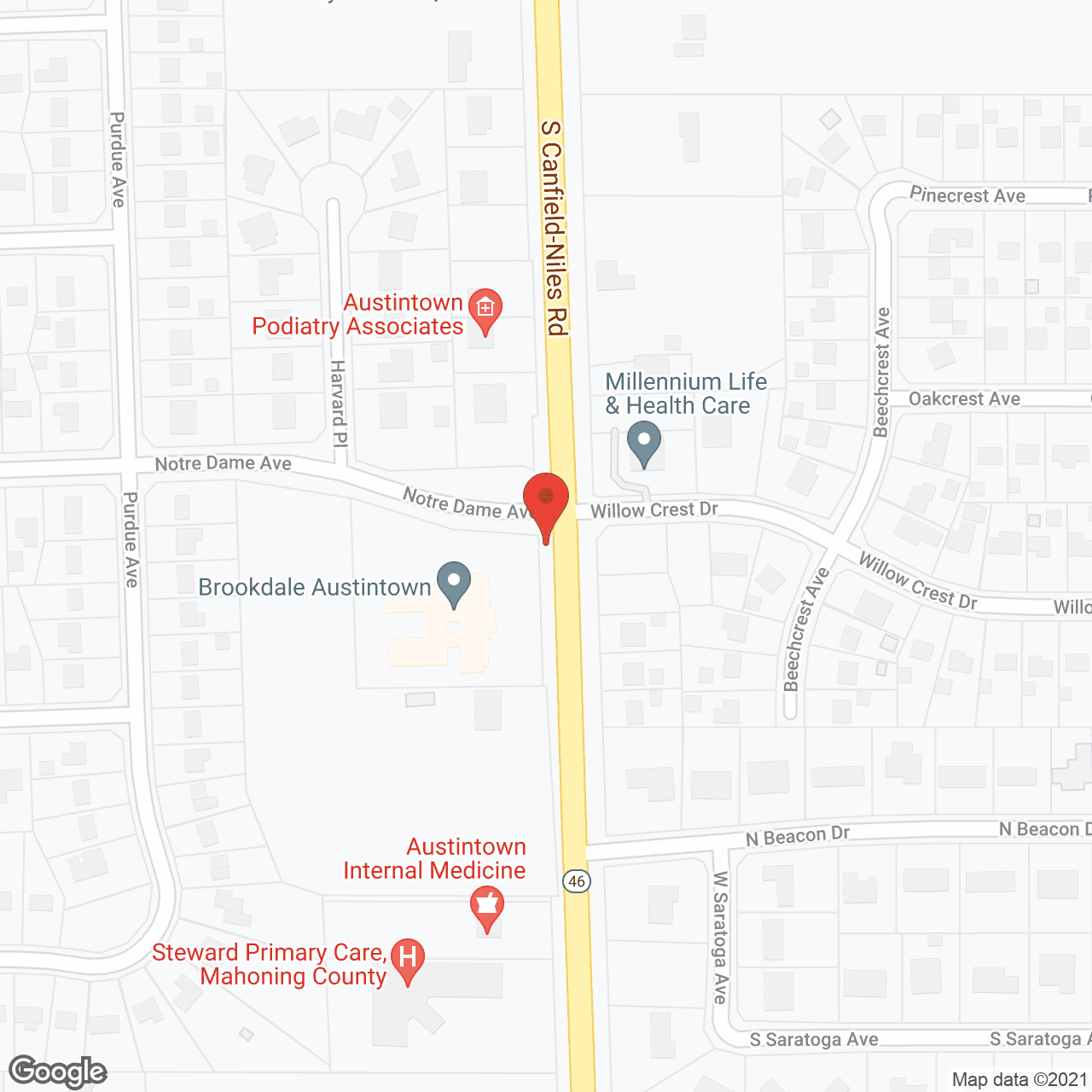 Map of the neighborhood around Brookdale Austintown