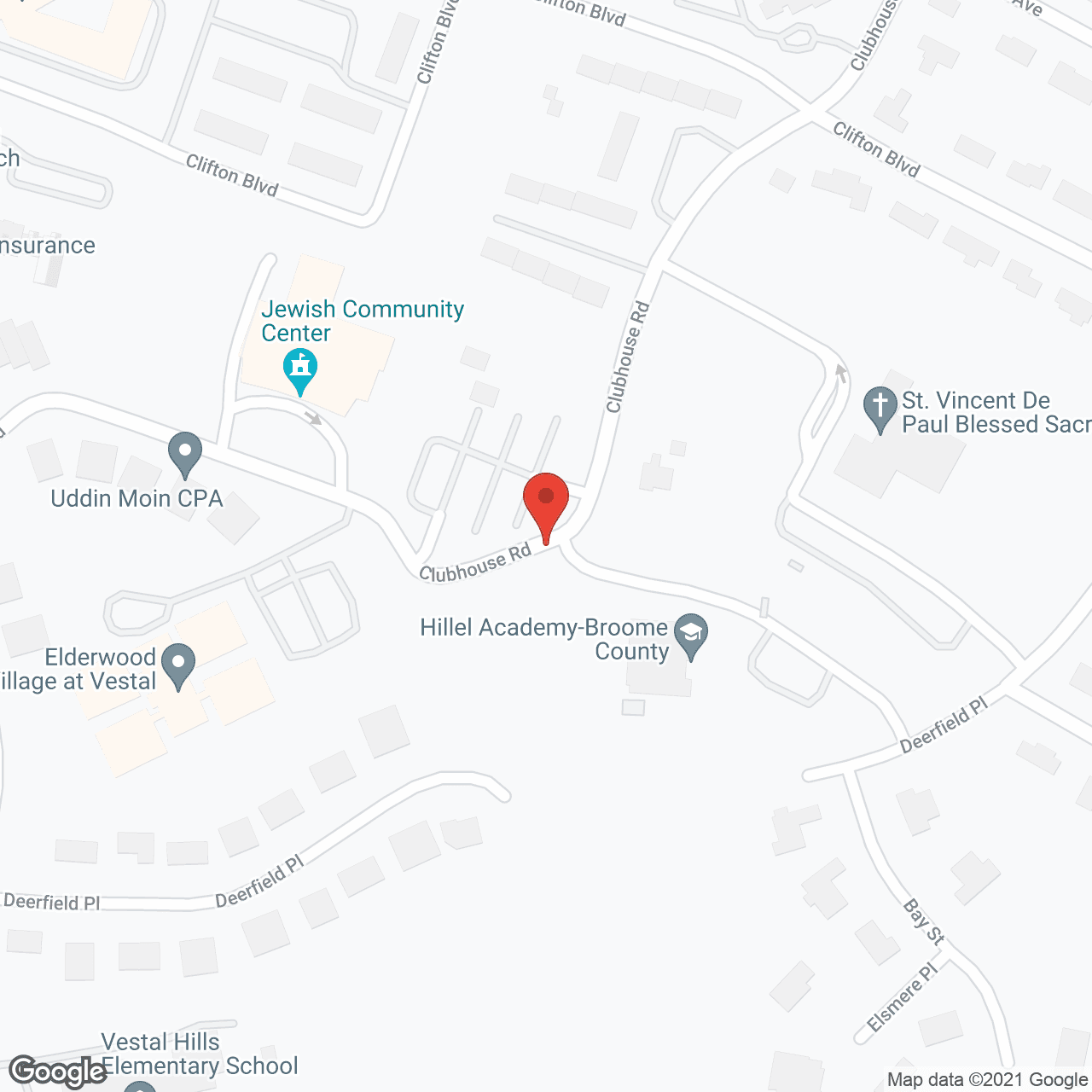 Map of the neighborhood around Elderwood Village at Vestal
