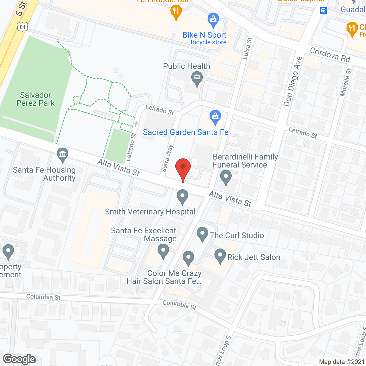 Map of the neighborhood around Brookdale Santa Fe