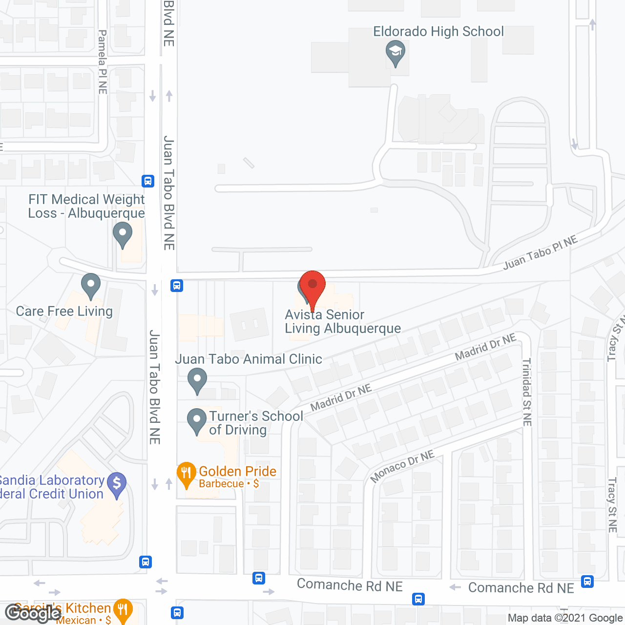 Map of the neighborhood around Avista Albuquerque