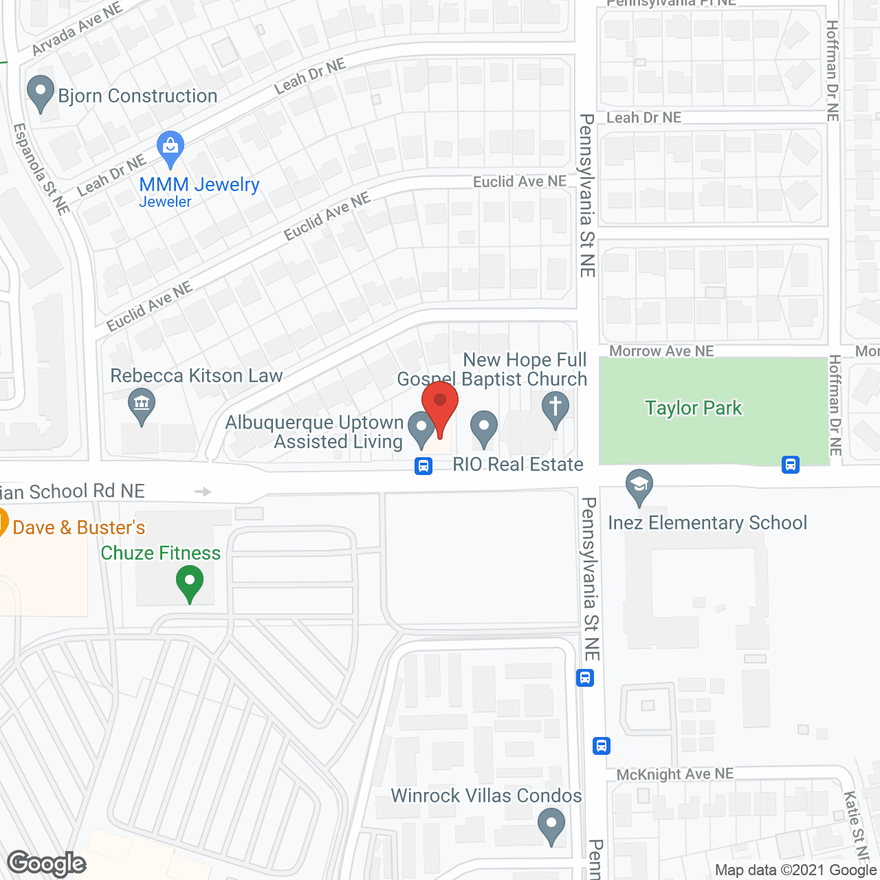 Map of the neighborhood around Albuquerque Uptown Assisted Living