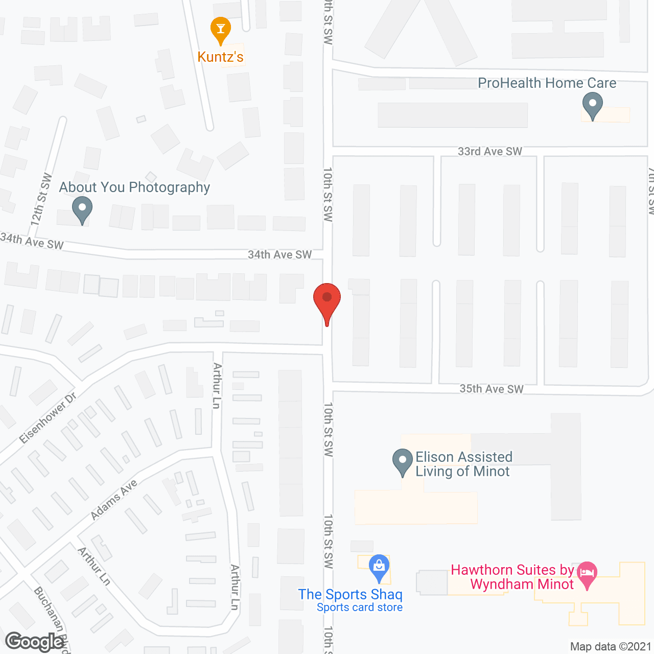 Map of the neighborhood around Elison of Minot