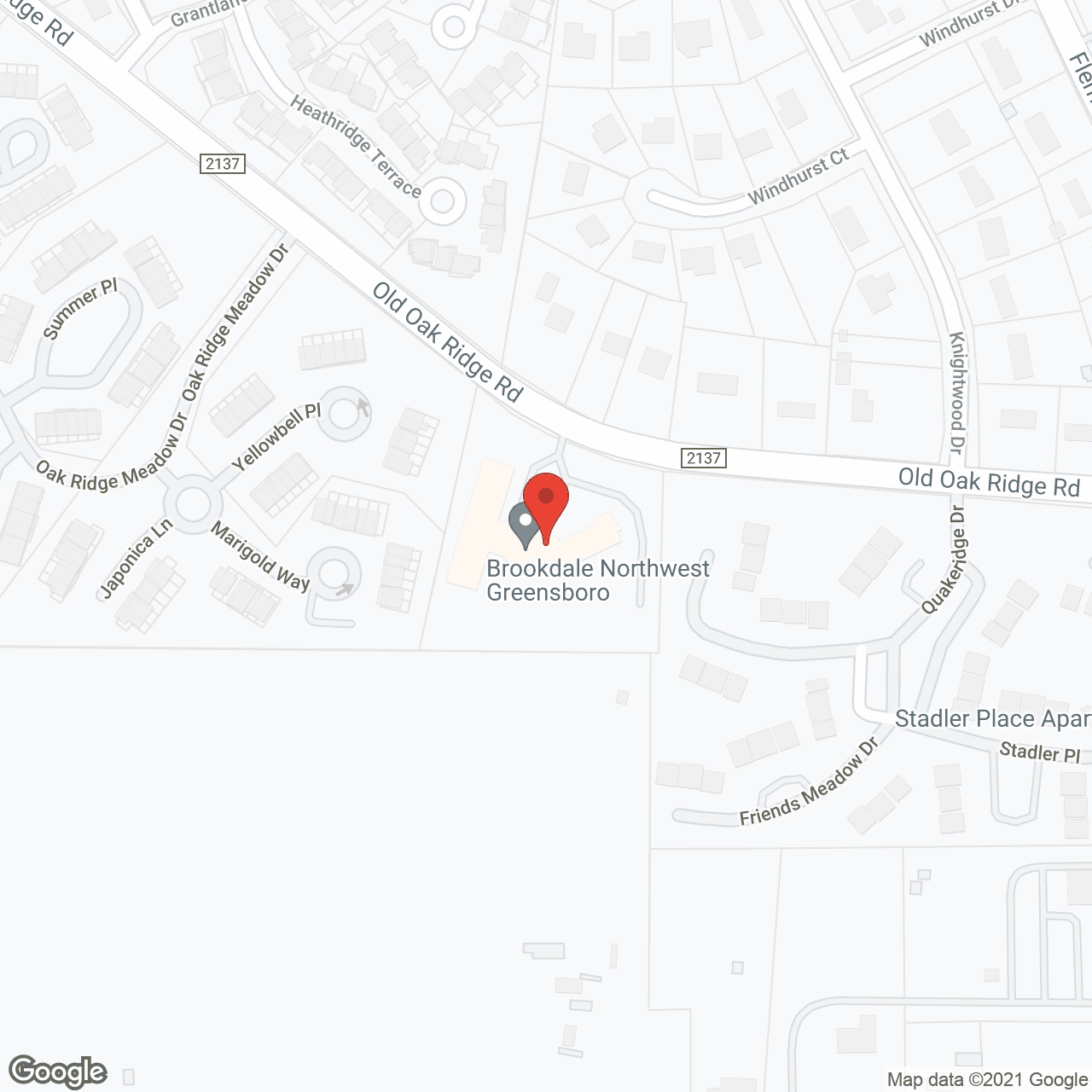 Map of the neighborhood around Brookdale Northwest Greensboro