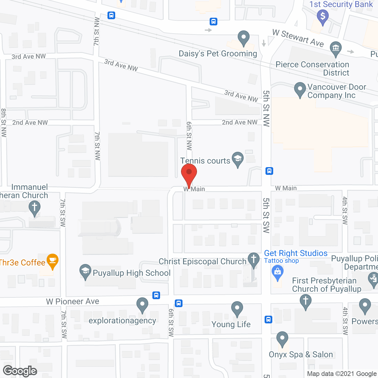 Map of the neighborhood around Bradley Park in Puyallup