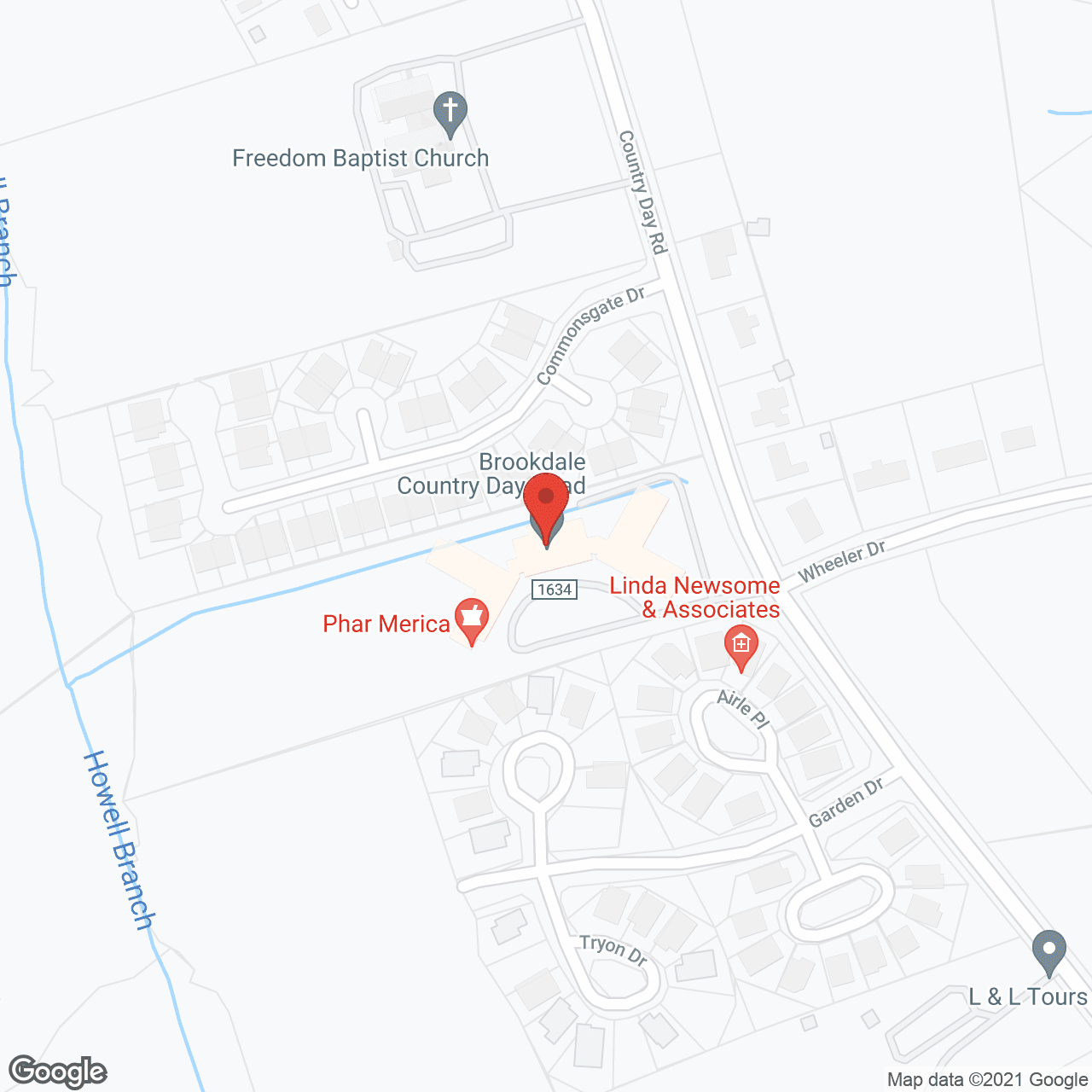 Map of the neighborhood around Brookdale Country Day Road