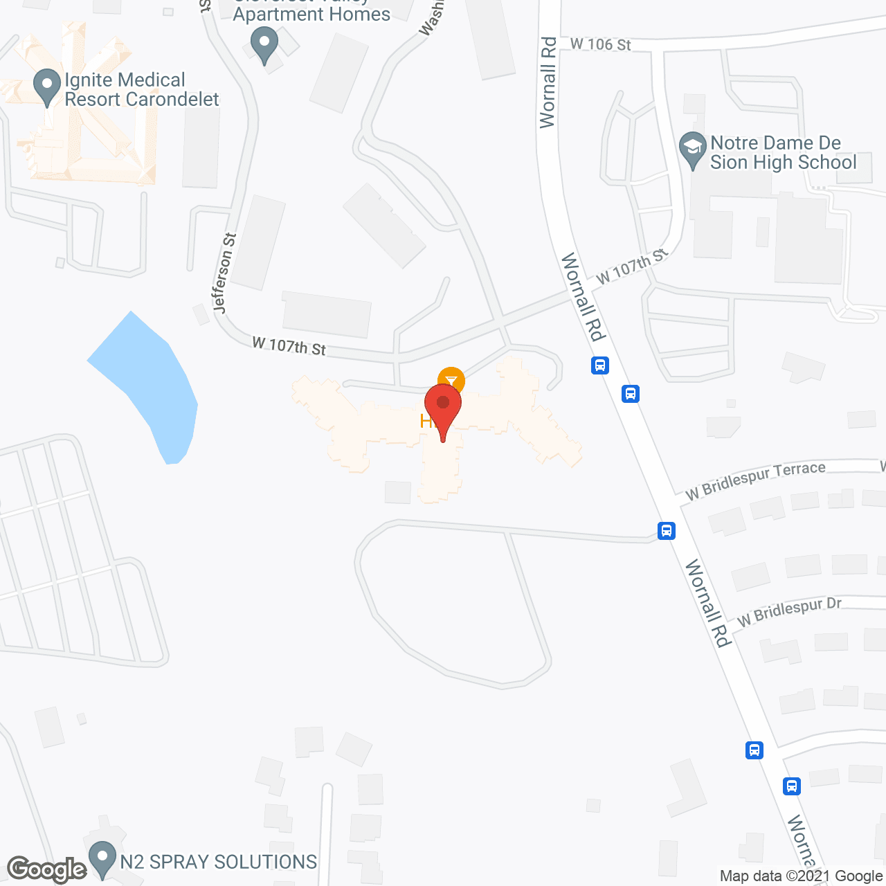 Map of the neighborhood around Brookdale Wornall Place