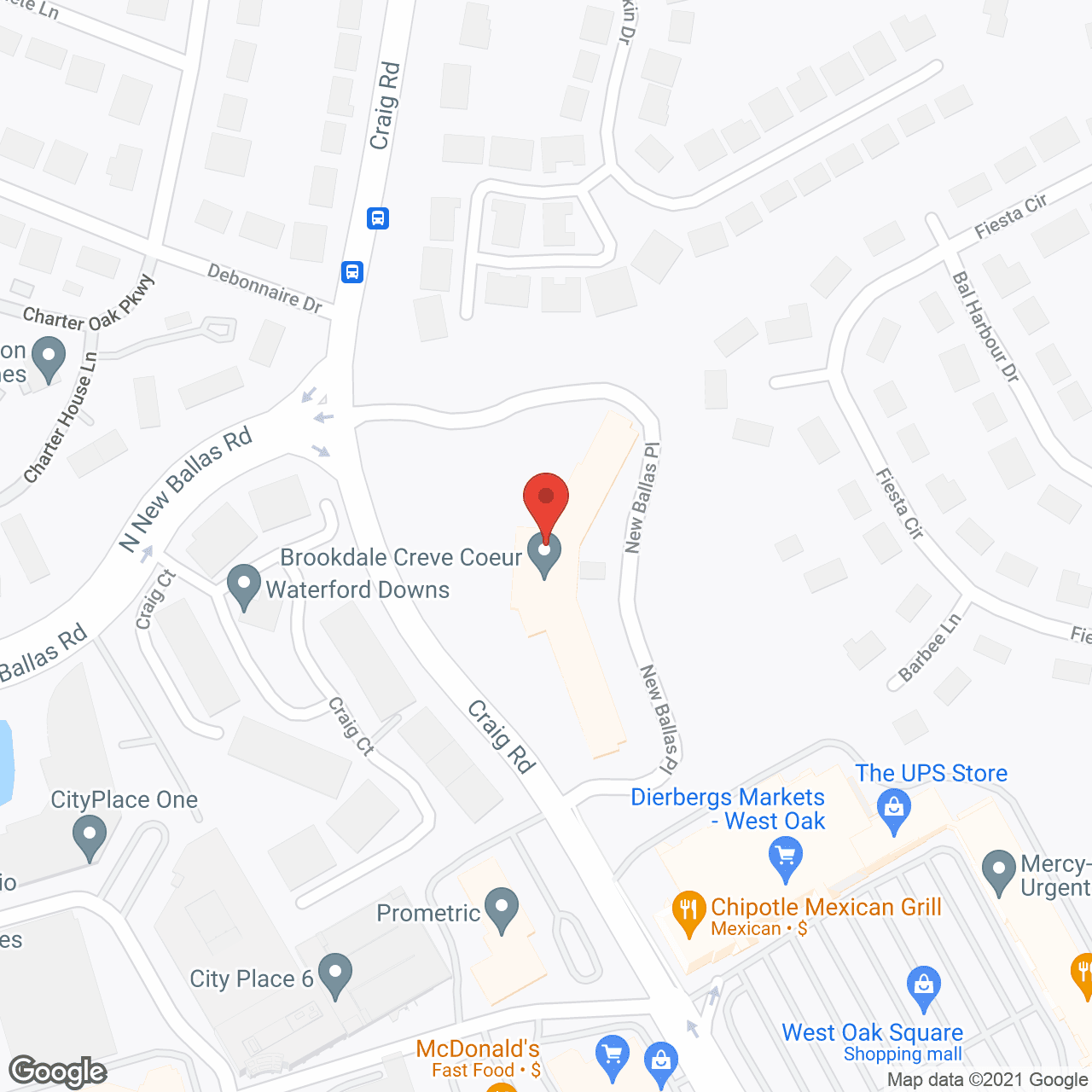 Map of the neighborhood around Brookdale Creve Coeur